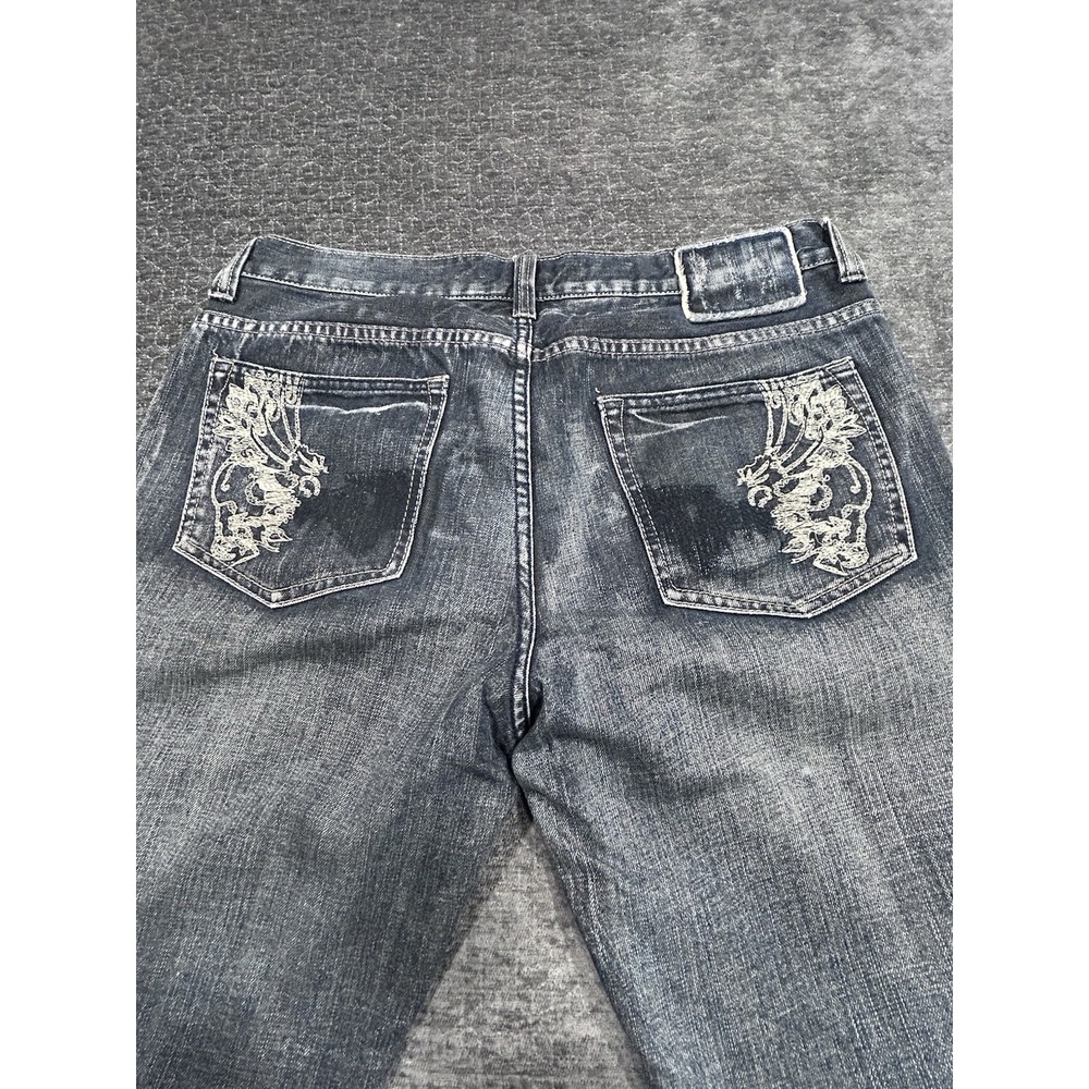 Helix Jeans Men 34x32 Boot  Embroidered Pockets Blue Medium Wash 100% Cotton